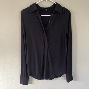 Universal Standard Aalto Liquid Jersey Polo Top (Black) - 00/0